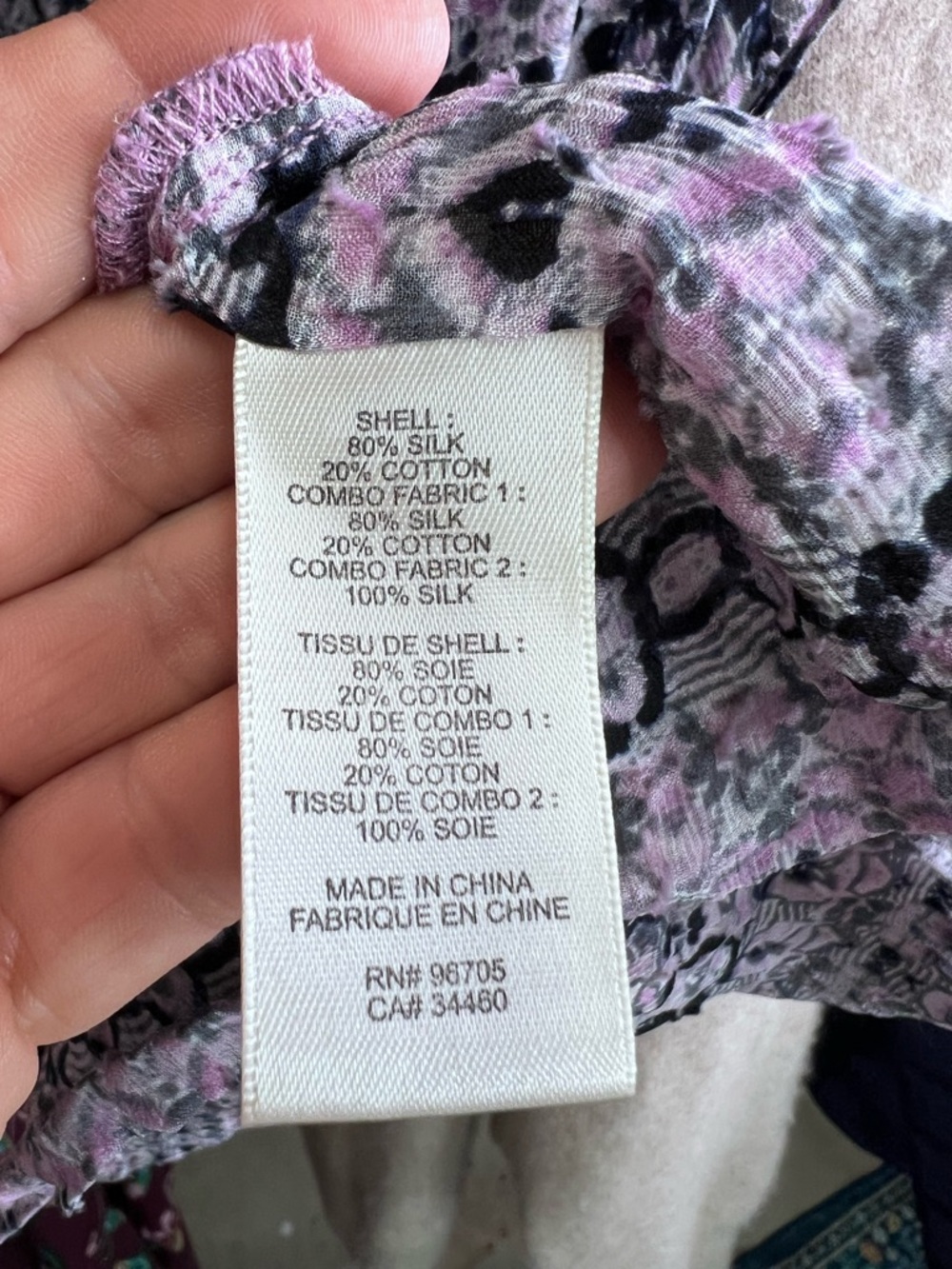REBECCA TAYLOR Summer Designer Black and Lilac Double Tie Neck Print Blouse, 12 - Picture 12 of 12
